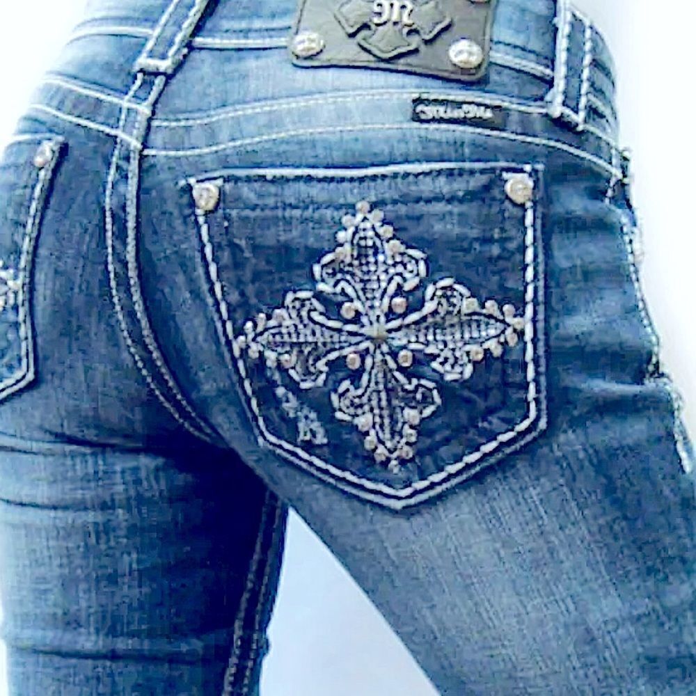 Miss Me Rhinestone Cross Skinny Jeans - Picture 2 of 14